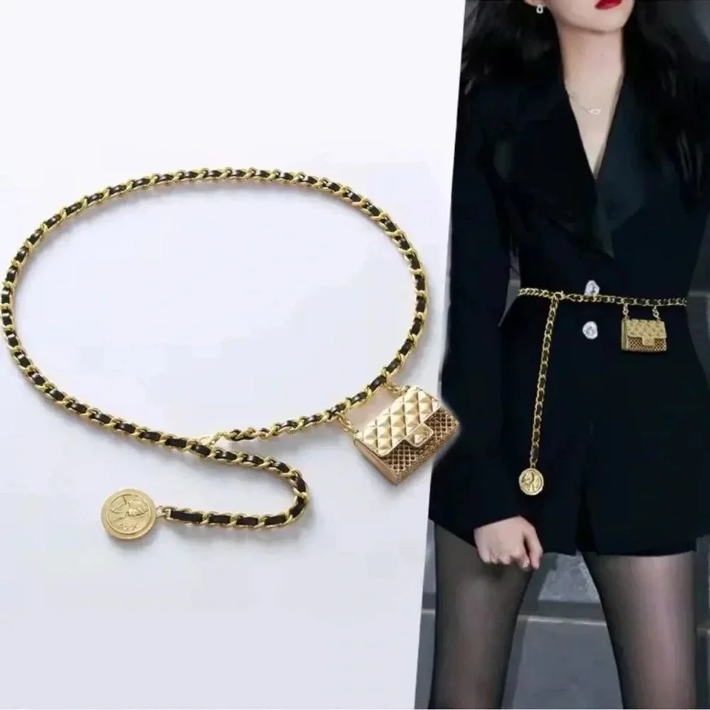 Anthropologie Mini Double Chain Charm Belt/Bag - Picture 3 of 16